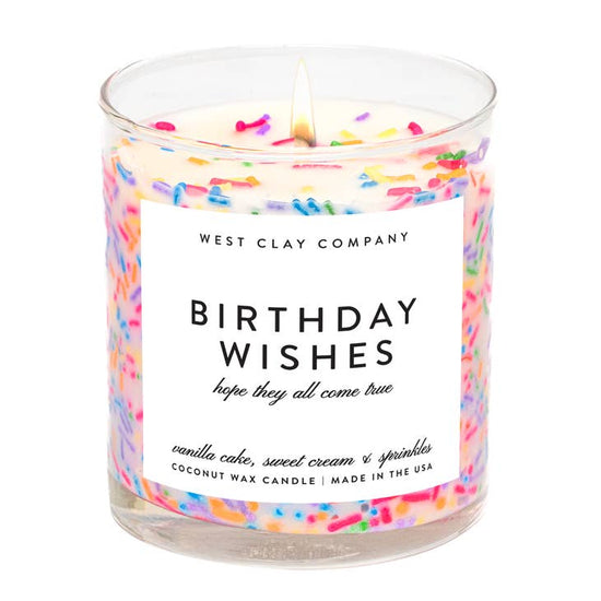 Birthday Wishes Sprinkle Candle - Vanilla Birthday Cake Scented