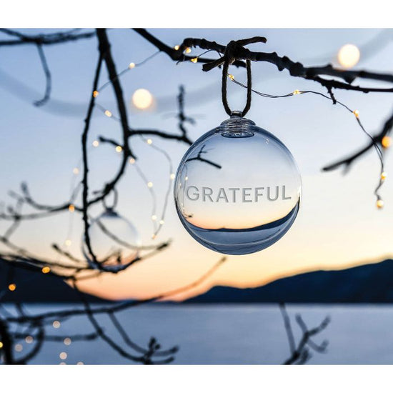 Engraved "Grateful" Round Ornament in Gift Box