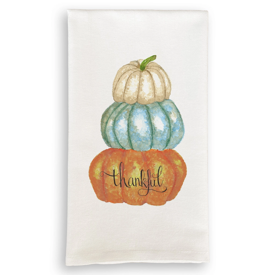Thankful Pumpkins Dish Towel, WHITE