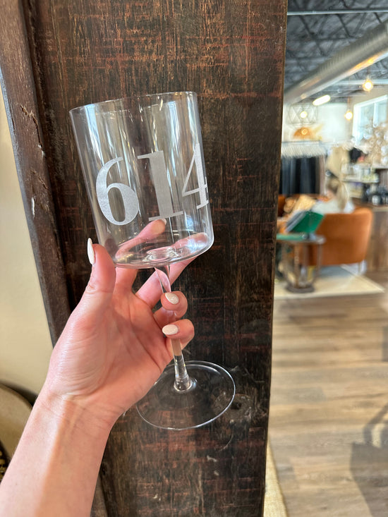 Etched Wine Glass - 614