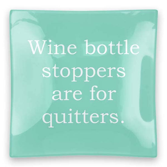 Quotes Square Glass Trinket Trays - Quitters