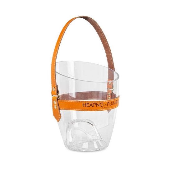 "Happy Go Sparkly" Champagne Bucket - Orange Leather Strap