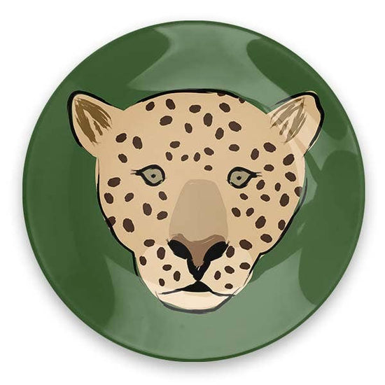 Leopard Face Round Glass Trinket Tray