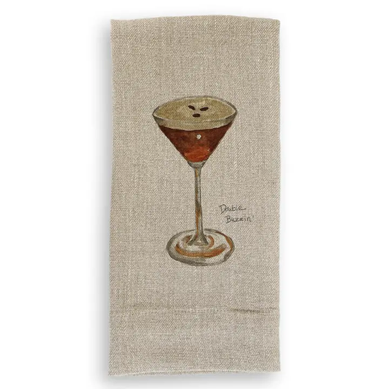 Espresso Martini with Quote Natural Guest Towel