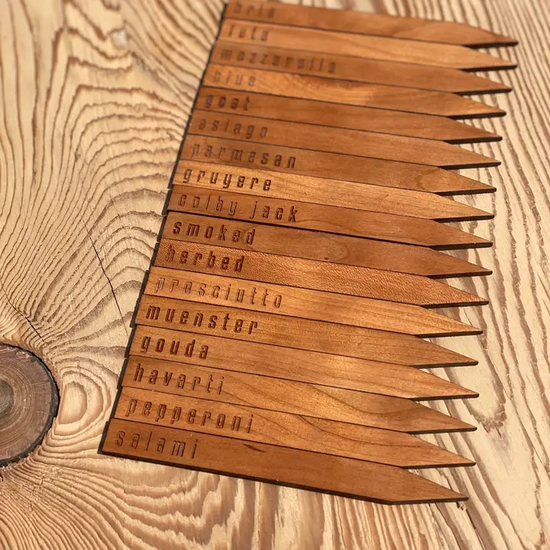 Charcuterie Wooden Meat + Cheese Picks - Engraved Cherry Goat