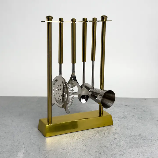 Gold Bartool Set of 4 with Stand