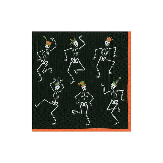 Dancing Skeletons Paper Cocktail Napkins Black