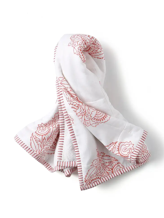 Hooded Towel: Handmade, Block-Printed Cotton Baby/Toddler (Pink City)