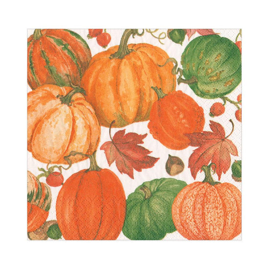 Pumpkin Field Paper Luncheon Napkins in White