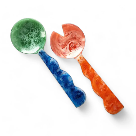 VIDA Resin Salad Servers (Orange and Blue)