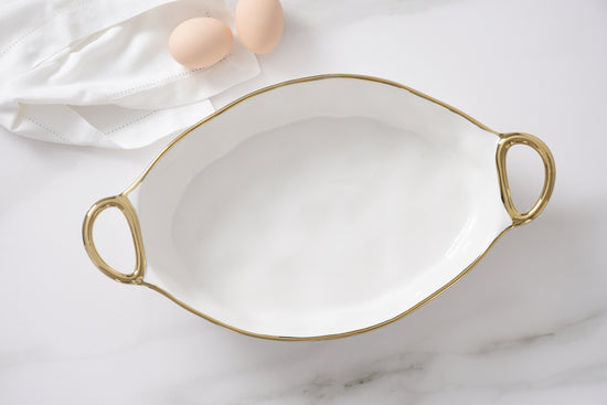 Oval Baking Dish - Golden Handles