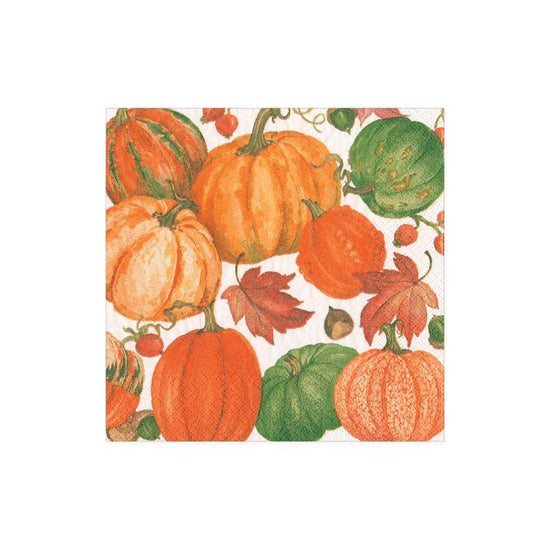 Pumpkin Field Paper Cocktail Napkins in White