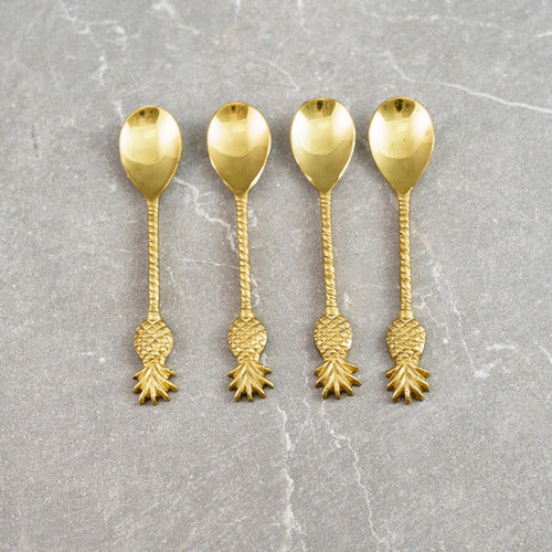 Golden Pineapple Java Spoons Set of 4