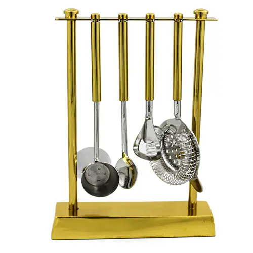 Gold Bartool Set of 4 with Stand