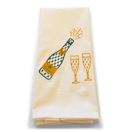 Towel - Champagne Bottle with Glasses