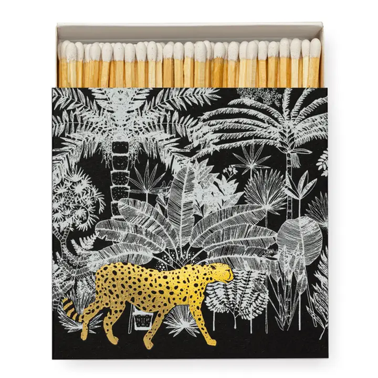 Cheetah in Jungle (Black) | Square - Safety Matches