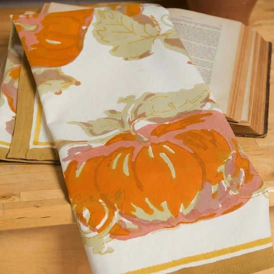 Pumpkin Orange & Mustard Tea Towels - Set of 3