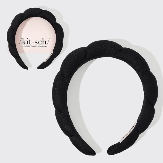 Recycled Fabric Puffy Headband 1pc - Black