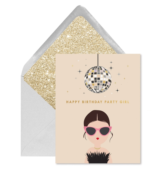 Disco Party Girl Birthday Greeting Card