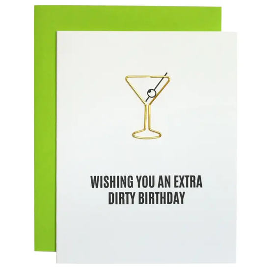 Extra Dirty Birthday Paper Clip Letterpress Greeting Card