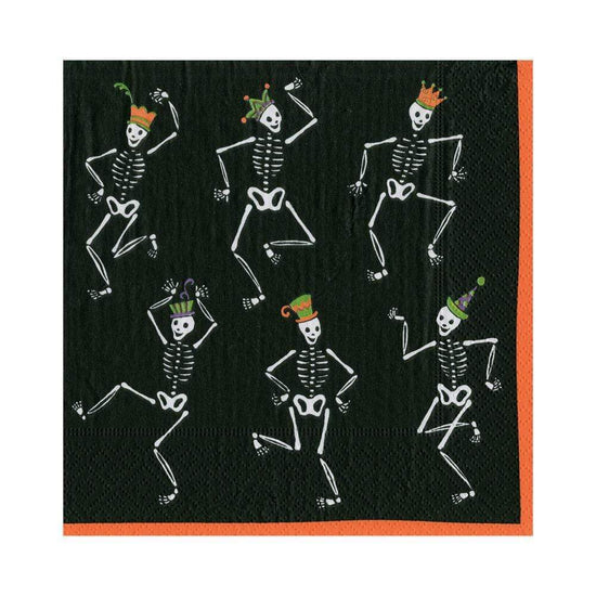 Dancing Skeletons Paper Luncheon Napkins in Black