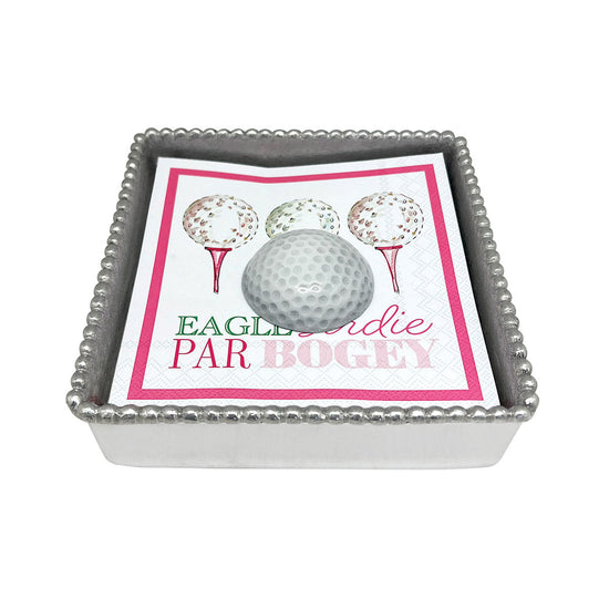 White Golf Ball Beaded Napkin Box