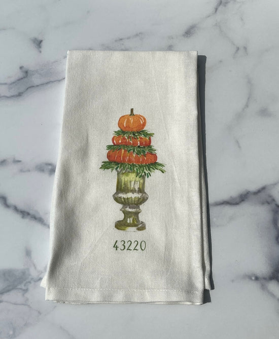Pumpkin Topiary Dish Towel (Zip Code)