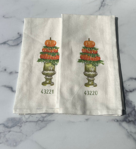 Pumpkin Topiary Dish Towel (Zip Code)