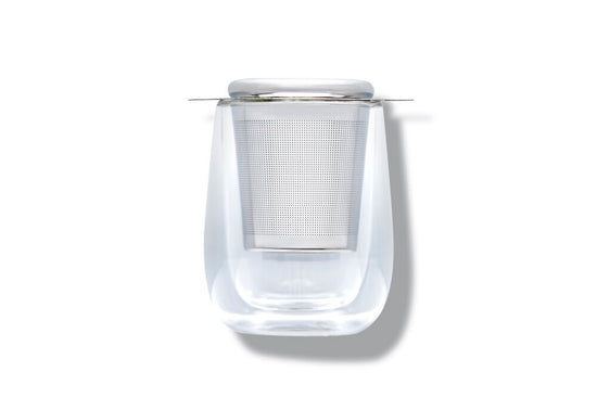 Double Walled Glass Tea Cup w Strainer